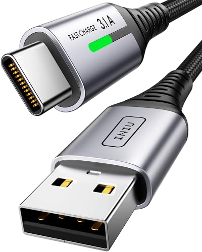 INIU USB C Kabel 2m, Typ C 3,1A Handy Ladekabel USB auf USB C Schnellladekabel, Nylon USB-C Aufladekabel Lang für iPhone 15 Pro Samsung Galaxy S21 S20 S10 Note 10 Google Pixel 7 6 Xiaomi Oneplus usw. von INIU