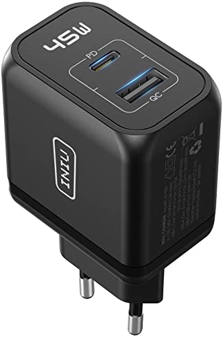 INIU USB C Ladegerät 45W, 2-Port USBC Netzteil Steack Adapter GaN II Tech Schnellladegerät PD Charger für iPhone 15 14 13 Pro Max Mini Samsung Galaxy S23 Ultra S22 Tablet MacBook Air ipad Loptop von INIU