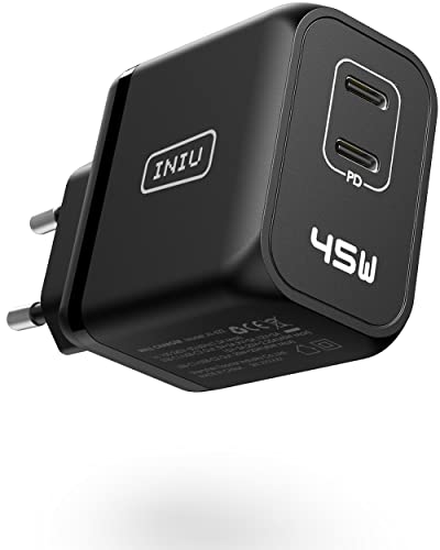 INIU USB C Ladegerät 45W, USBC Netzteil Type C Stecker Adapter PD 2.0 GaN II Tech Schnellladegerät Charger für iPhone 15 14 13 Pro Max Mini Samsung Galaxy S23 Ultra S22 Tablet MacBook Air ipad Loptop von INIU