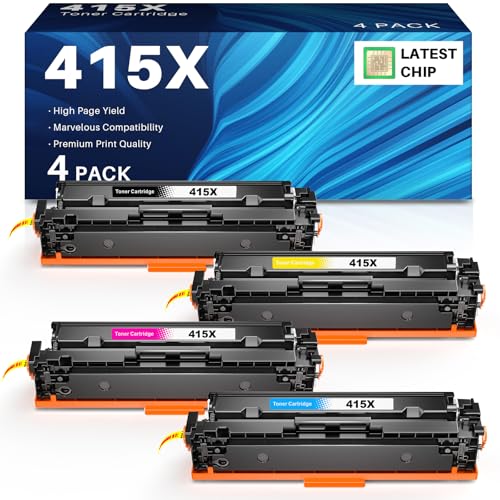 INK4U 415X Toner (Mit Chip) Kompatibel für HP 415A 415X Kompatibel für HP Laserjet Pro M454dw, M454dn, MFP M479fdw, M479fdn, M479dw, Enterprise M455dn, M480f (4er-Pack, W2030X W2031X W2032X W2033X) von INK4U
