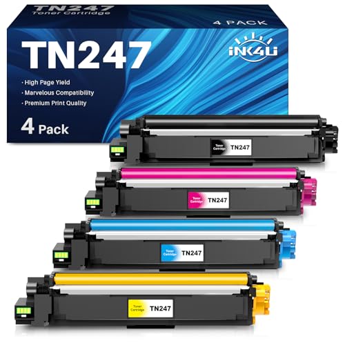 INK4U TN-243CMYK TN247 Toner als Ersatz für Brother MFC L3750CDW MFC-L3750CDW DCP-L3550CDW MFC-L3770CDW HL-L3230CDW HL-L3210CW TN243 (Schwarz Cyan Gelb Magenta, 4er-Pack) von INK4U