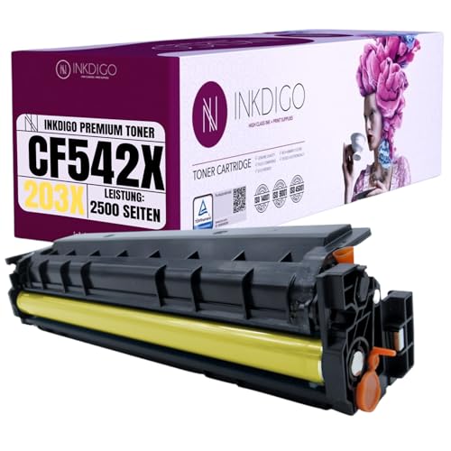 203X CF542X XL - Premium TÜV Toner Kompatibel für drucker HP Color Laserjet Pro M254dnw M254dw M254nw MFP M280nw M281fdn M281fdw M281fw von INKDIGO