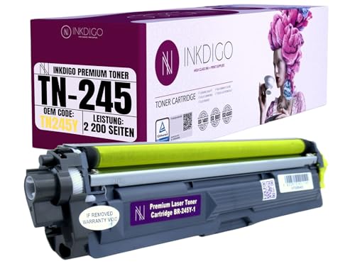 INKDIGO TN245 TN-245 Toner Gelb Kompatibel für Brother DCP 9015 9017 9020 9022 CDW HL 3140 3142 3150 3150 3152 3170 3172 CDW MFC 9130 9140 9142 9330 9332 9335 9340 9342 CDW von INKDIGO