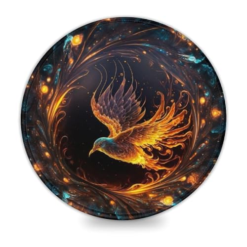 Cosmic Phoenix Kleines rundes Mauspad, 20 x 20 cm (7,9 Zoll), Mauspad, Schreibtischunterlage mit Rutschfester, wasserabweisender Gummioberfläche für das Home-Office und das Gaming-Zimmer von INKHSD