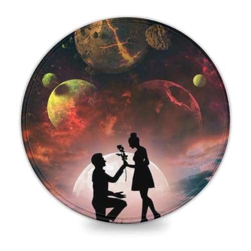 INKHSD Mauspad mit Galaxie-Paar, kleines rundes Mauspad, 20 x 20 cm (7,9 Zoll), Schreibtischunterlage mit wasserdichtem, rutschfestem Gummi für verbesserte Genauigkeit von INKHSD