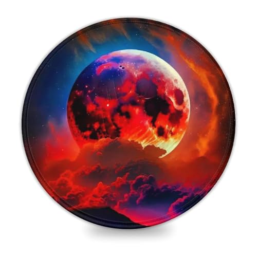 INKHSD Mauspad mit Gummi-Blutmond-Mauspad, 20 x 20 cm, Schreibtischunterlage mit genähtem Rand, Computer-Schreibtischzubehör, rutschfeste Unterseite von INKHSD