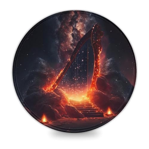 INKHSD Mauspad mit genähtem Rand, Cosmic Harp, Mini-Mauspads, 20 x 20 cm (7,9 Zoll), Schreibtischunterlage, hervorragende Geschwindigkeit und Kontrolle, rutschfeste Gummiunterseite von INKHSD