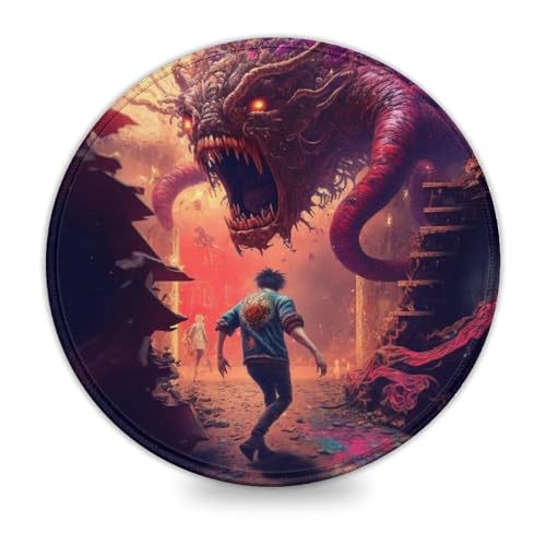 INKHSD Mauspad mit genähtem Rand, exotisches Monster-Mauspad, 20 x 20 cm (7,9 Zoll), Schreibtischunterlage mit wasserdichtem, rutschfestem Gummi für verbesserte Genauigkeit von INKHSD