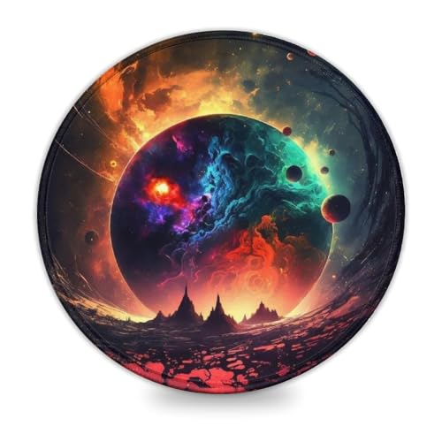 INKHSD Waschbares Mauspad Alien Planet, Mini-Mauspads, 20 x 20 cm (7,9 Zoll), Schreibtischunterlage mit Rutschfester Unterseite und genähtem Rand für Büro/Gaming von INKHSD