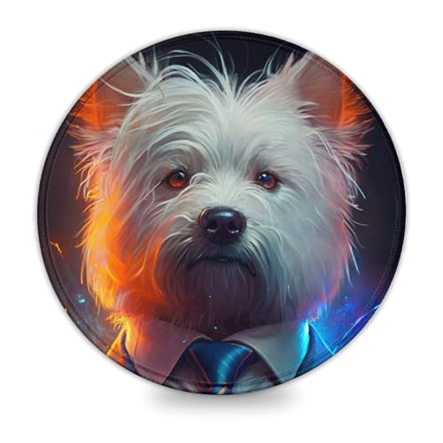Mauspad mit genähtem Rand, Boss Dog Mousepad, 20 x 20 cm (7,9 Zoll), Schreibtischunterlage mit wasserdichtem, rutschfestem Gummi für verbesserte Genauigkeit von INKHSD