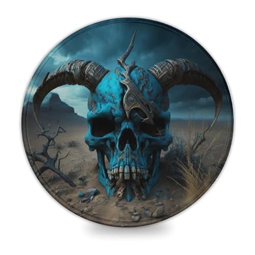 Schönes kleines rundes Mauspad mit Totenkopf-Motiv, 20 x 20 cm (7,9 Zoll), Mauspad, Schreibtischunterlage mit Rutschfester, wasserabweisender Gummioberfläche für das Home-Office und das Gaming-Zimmer von INKHSD