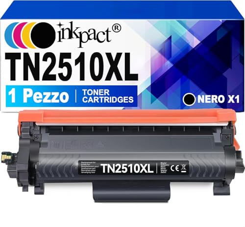 INKPACT TN2510XL Toner mit Chip (3000 Seiten) kompatibel für Brother TN-2510XL TN2510 für Brother MFC-L2800DW Toner für Brother MFC-L2827DW MFC-L2835DW HL-L2400DWE MFC-L2827DW,1 Schwarz von INKPACT