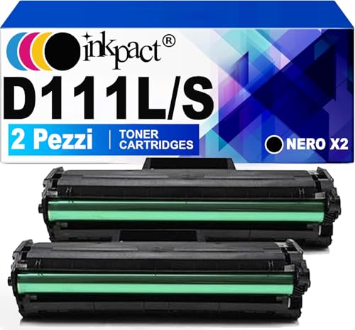 MLT-D111L - Toner mit Chip kompatibel für Samsung D111S - D111L Patronen Xpress M2026W M2026 M2070FW M2070 M2070W M2070F M2020 M2020W M2021 M2021W M2022 M2022 W M2071 M2071W M2078W (2 Schwarz) von INKPACT