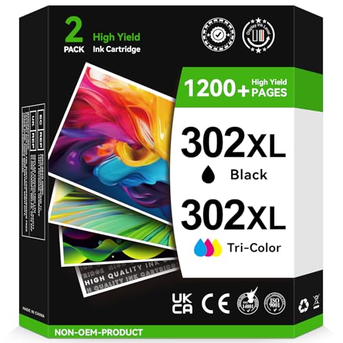 302XL Druckerpatronen Kompatible für Original HP 302 Druckerpatronen Schwarz und Farbe Multipack, 302 XL für Envy 4525 4520 4522 4523 OfficeJet 3830 3831 3833 5230 DeskJet 3630 3636 3638 3639 1110 302XL Druckerpatronen Kompatible für Original HP 302 Druckerpatronen Schwarz und Farbe Multipack, 302 XL für Envy 4525 4520 4522 4523 OfficeJet 3830 3831 3833 5230 DeskJet 3630 3636 3638 3639 1110 von INKYEAH