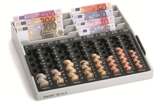 INKiESS REKORD Kasse 88 PL-Griff mit 8 Einzelmünzbehältern von 2 EURO bis 1 EURO-Cent und 8 Banknoten-Steilf , Hersteller: INKiESS von INKiESS