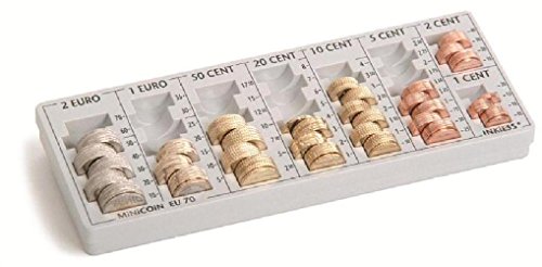 MiNiCOiN EU 70 lichtgrau, einteiliger Kasseneinsatz mit 7 Münzwerten von 2 EURO bis 2 +1 EURO-Cent von INKiESS