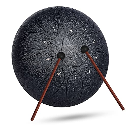 INMAKER Zungentrommel,10 Zoll 11-Stimmige Steel Tongue Drum mit Trommelschlägeln Musikbuch,Stahlzungentrommel für Erwachsene Kinder Musikunterricht Yoga von INMAKER