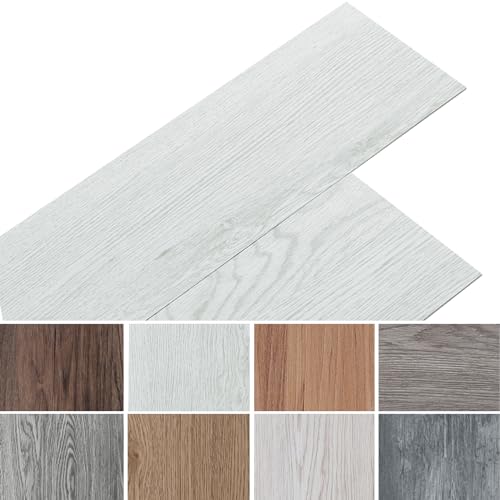 INMOZATA PVC-Bodenbelag 36Stk selbstklebende Vinyl-Bodenbelag wasserdichte Bodenaufkleber für Küche Bad Haus Bodenfliese, 91.5 X 15.2CM, Hellgrau von INMOZATA