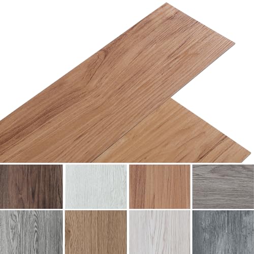 INMOZATA PVC-Bodenbelag 36Stk selbstklebende Vinyl-Bodenbelag wasserdichte Bodenaufkleber für Küche Bad Haus Bodenfliese, 91.5 X 15.2CM, Natürliche Holzmaserung von INMOZATA