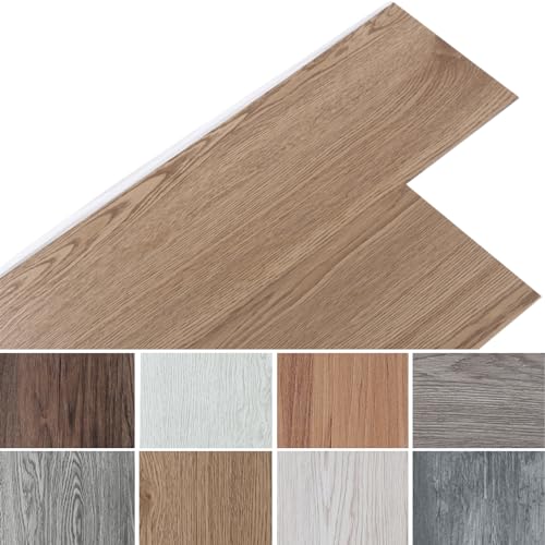 INMOZATA PVC-Bodenbelag 36Stk selbstklebende Vinyl-Bodenbelag wasserdichte Bodenaufkleber für Küche Bad Haus Bodenfliese, 91.5 X 15.2CM, Original Holz von INMOZATA