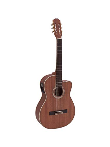 Konzertgitarre William aus Mahagoni mit Tonabnehmer, Dunkelbraun - Klassikgitarre mit Equalizer und Stimmgerät von INNA-Glas