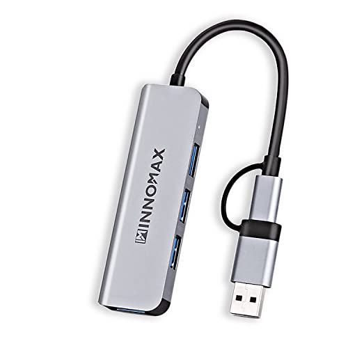 INNOMAX 6-in-1 Powered 3 USB 3.0 Anschlüsse Hub/Adapter, Kamera SD + Micro-SD-Kartenleser (UHS-I/SDXC/SDHC-Karten) für MacBook Pro 2015 iMac, Mac Mini, Oberfläche Pro, PC-Silber von INNOMAX