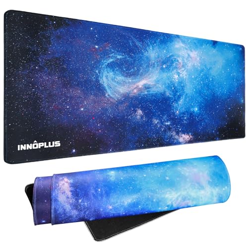 INNÔPLUS Mauspad, Mauspad groß, 80 x 40 x 0,30 cm Mauspads Gaming, XL Mauspad, rutschfeste Gummiunterseite und genähter Kante, Mauspad für Zuhause, Büro, Gaming, Blau von INNÔPLUS