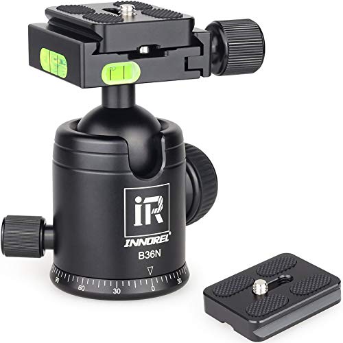 INNOREL B36N Stativ-Kugelkopf, Kugelkopf-Halterung, 36 mm Durchmesser, aus Metall, CNC-Panorama-Kugelkopf, 1/4 Zoll Schraube, 3/8 Zoll Loch für DSLR-Kamera, Camcorder, Stativ-Einbeinstativ (B36N) von INNOREL