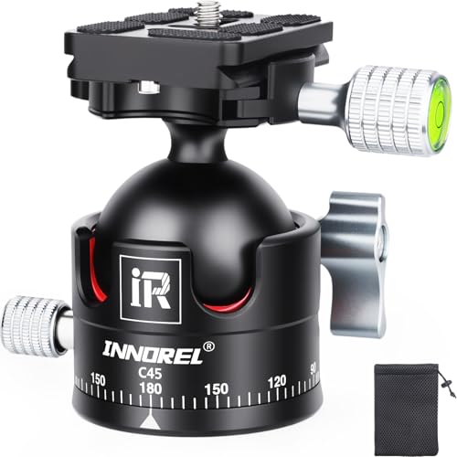 INNOREL C45 Niedrigprofil-Stativ-Kugelkopf Universal 360 Panoramakugelkopf aus Metall für DSLR-Kamera-Stativ Einbeinstativ mit Arca Schweizer Platte 45mm Kugel mit 1/4" bis 3/8" Schraube INNOREL C45 Niedrigprofil-Stativ-Kugelkopf Universal 360 Panoramakugelkopf aus Metall für DSLR-Kamera-Stativ Einbeinstativ mit Arca Schweizer Platte 45mm Kugel mit 1/4" bis 3/8" Schraube von INNOREL