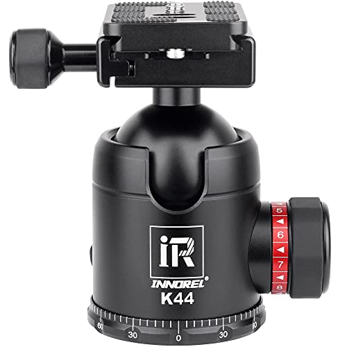 INNOREL K44 Stativ Kugelkopf Kamerastativ Kugelkopfhalterung Ganzmetall 360° Panorama-Kugelkopf 44 mm Kugeldurchmesser 1/4 Zoll Schraube 3/8 Zoll Loch für DSLR-Kamera, Camcorder max. Belastung 25kg von INNOREL