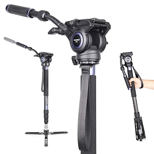 Kamera Einbeinstativ Kit, INNOREL VM75CK, 182cm Kohlefaser Video Einbeinstativ Bein mit F60 Fluidkopf und Stativfuß für DSLR-Videokameras von INNOREL