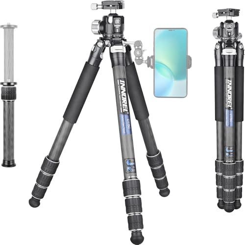 Kohlefaser-Stativ-INNOREL CT75C Professionelles Reisestativ für DSLR-Kamera Schwerlastständer 28mm Rohr mit Low Gravity Center 360° Panorama-Kugelkopf und kurzer Mittelsäule Maximale Belastung 20kg von INNOREL