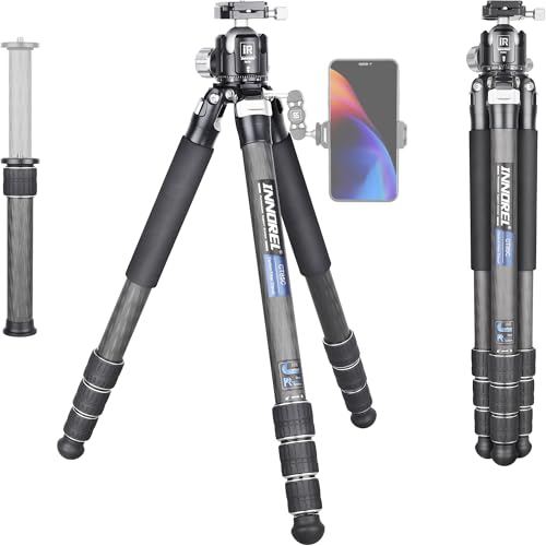 Kohlefaser-Stativ-INNOREL CT85C Professionelles tragbares Stativ für DSLR-Kamera Schwerlastständer 32mm Rohr mit Low Gravity Center Panorama-Kugelkopf und kurzer Mittelsäule Maximale Belastung 25kg von INNOREL