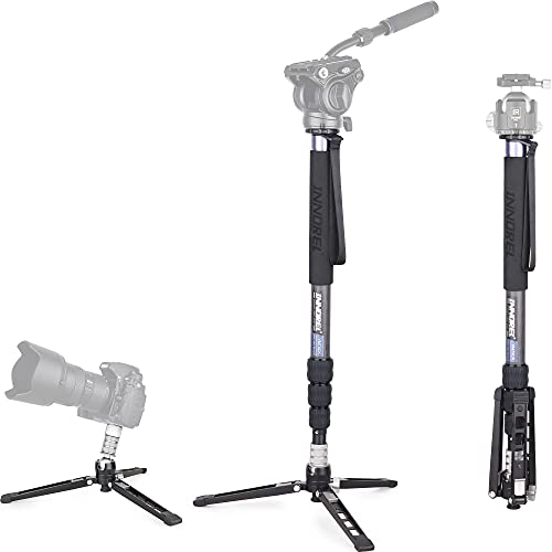 Kohlefaser-Video-Einbeinstativ-INNOREL VM75CK Professionelles Einbeinstativ Abnehmbares multifunktionales Reisestativ für DSLR-Kamera-Teleskop-Camcorder, maximale Belastung 10 kg (nur Einbeinstativ) von INNOREL