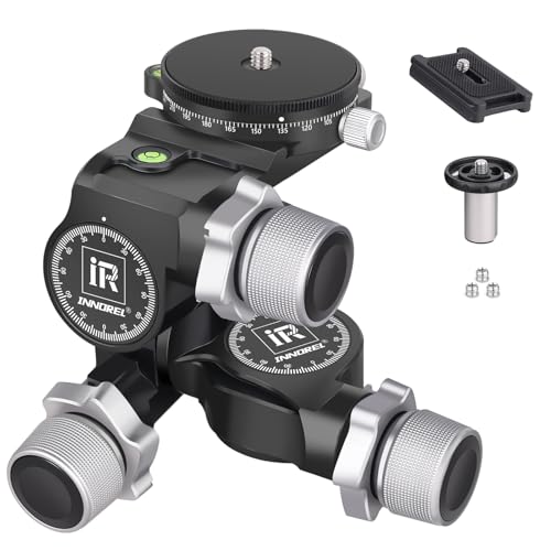 Professioneller getriebener Stativkopf für präzise Fotografie-Anpassungen mit Arca Swiss Panorama-Pan-Neige-CNC-Ganzmetall-3-Wege-Stativ-Kugelkopf für DSLR-Kamera, maximale Belastung 6 kg von INNOREL