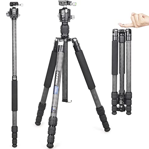 Tragbares 10-lagiges Carbonfaser-Stativ-INNOREL RT45C+N36 Professionelles, kompaktes, leichtes Reisestativ Einbeinstativ für DSLR Kamera Camcorder mit 36mm Low Center Gravity Kugelkopf Belastung 15kg von INNOREL