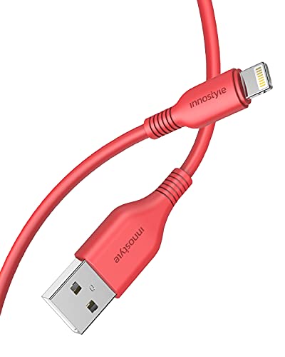 INNOSTYLE USB-A-auf-Lightning-Kabel, 1,4 m, [MFi-zertifiziert] iPhone-Ladekabel, Hochgeschwindigkeits-Datensynchronisationskabel, schnelles Aufladen für iPhone, iPad, Airpods (rot) von INNOSTYLE