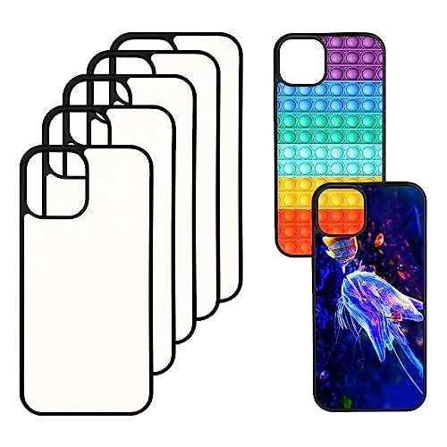 INNOSUB USA Sublimation Phone Cases Set of 5Pcs - Protective Case Compatible with iPhone 14 Plus Includes Aluminum Inserts - Soft Rubber Blank Black Case von INNOSUB