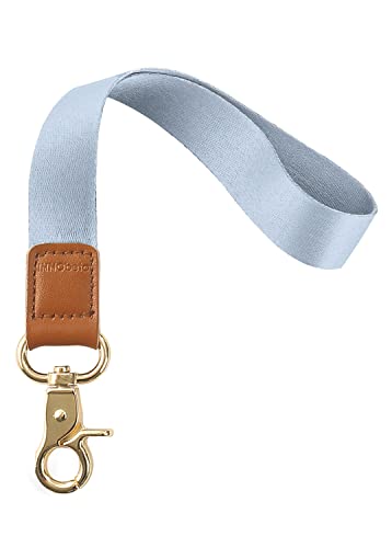 INNObeta Schlüsselband, Fashion Wristlet Umhängeband mit Metall Ring und Hohe Qualität Leder, Ideal für Handy, Schlüssel,Zweiseitiger Druck in Voller Farbe- Hellgrau Blau von INNObeta
