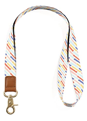 INNObeta Schlüsselband, Umhängeband mit Metallring und Hohe Qualität Leder, Ideal für Handy, Schlüssel, Zweiseitiger Druck in Voller Farbe- Rot Gelb Blaue Streifen von INNObeta