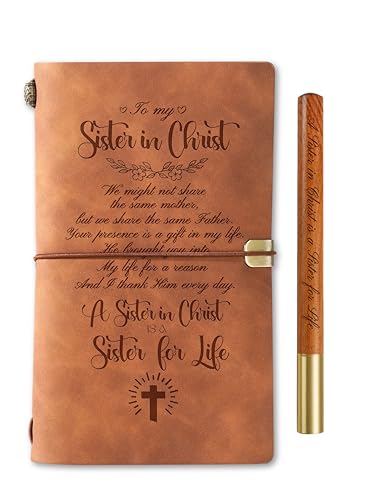 InnoBeta Sister in Christ Gifts Journal, Sisters in Christ with Faith Message on Journal and Pen Leather Refillable Notebook, Sketchbook, Travel Diary, 7.8x5 Inches InnoBeta Sister in Christ Gifts Journal, Sisters in Christ with Faith Message on Journal and Pen Leather Refillable Notebook, Sketchbook, Travel Diary, 7.8x5 Inches von INNObeta