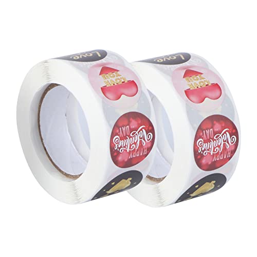 INOOMP 2 Rolls Decals Heart DIY Bouquets Bouquet Sealing Bag You Craft I Stickers Love for Labels Decorative Envelope Decal Sticker Valentines Style Day Supplies von INOOMP