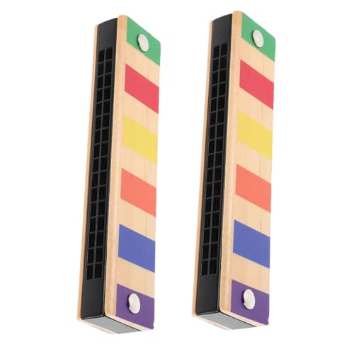 INOOMP 2 Stück Kinderharmonika aus Holz Musikinstrumente Mundharmonika für Musikinstrumente für Kleinkinder Mundononica Kinderinstrument Goodie Taschen Stuffers Metall von INOOMP