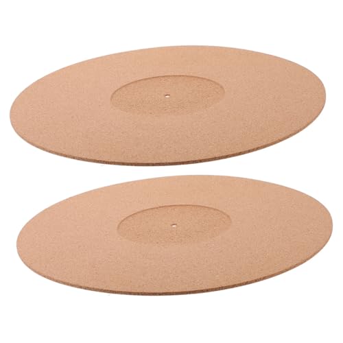 INOOMP 2Stücke Kork Vinyl Schutzmatte für Plattenteller Antistatische Slipmat Rutschfeste Unterlage für Verbessertes Hörerlebnis und Vibrationseindämmung von INOOMP