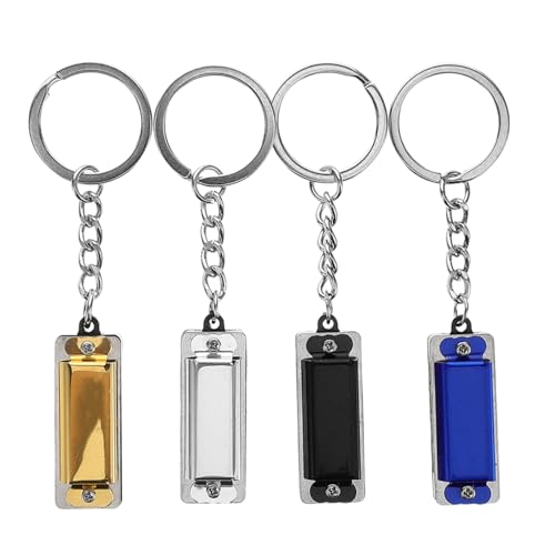 INOOMP 4 Teiliger Mini Mundharmonika Schlüsselanhänger 4 Löcher 8 Töne Musikalischer Schlüsselanhänger Anhänger Für Anfänger Und Studenten Süßes Und Tragbares Musikspielzeug Für von INOOMP