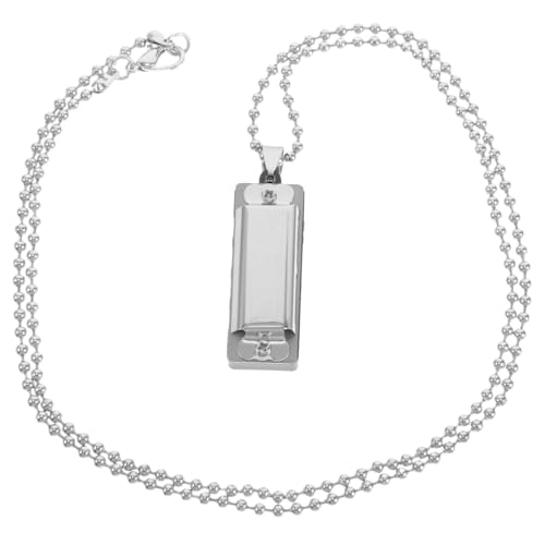 INOOMP Mundharmonika-Halskette Mundharmonika- für Mini-Mundharmonika Harmonica Mundharmonika-Halshalter Mundharmonika-Charme Metall Silver von INOOMP