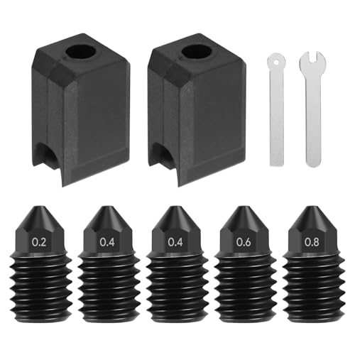 Gehärtete Stahldüsen für P1P/P1S/X1/X1C/X1E/Kobra 3 Combo/Abenteurer 5M/5M Pro 0.2MM 0.4MM 0.6MM 0.8MM, mit Extra Silikon Abdeckung Socke, Extruder Hotend Hardened Steel Nozzle für Bambu Lab von INQUIRLLY