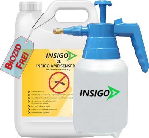 INSIGO Ameisen Abwehrspray 2L Kanister + 2L Drucksprüher - Ameisenmittel mit mechanischer Wirkung auf Ameisen - Effektiver Schutz für Haus & Garten - Ameisen Spray mit Sofortwirkung INSIGO Ameisen Abwehrspray 2L Kanister + 2L Drucksprüher - Ameisenmittel mit mechanischer Wirkung auf Ameisen - Effektiver Schutz für Haus & Garten - Ameisen Spray mit Sofortwirkung von INSIGO
