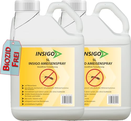 INSIGO Ameisen Abwehrspray 5L + 2L Drucksprüher - Ameisenmittel mit mechanischer Wirkung auf Ameisen - Effektiver Schutz für Haus & Garten - Ameisen Spray mit Sofortwirkung INSIGO Ameisen Abwehrspray 5L + 2L Drucksprüher - Ameisenmittel mit mechanischer Wirkung auf Ameisen - Effektiver Schutz für Haus & Garten - Ameisen Spray mit Sofortwirkung von INSIGO