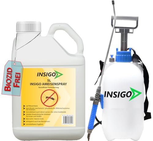 INSIGO Ameisen Abwehrspray 5L + 5L Drucksprüher - Ameisenmittel mit mechanischer Wirkung auf Ameisen - Effektiver Schutz für Haus & Garten - Ameisen Spray mit Sofortwirkung INSIGO Ameisen Abwehrspray 5L + 5L Drucksprüher - Ameisenmittel mit mechanischer Wirkung auf Ameisen - Effektiver Schutz für Haus & Garten - Ameisen Spray mit Sofortwirkung von INSIGO